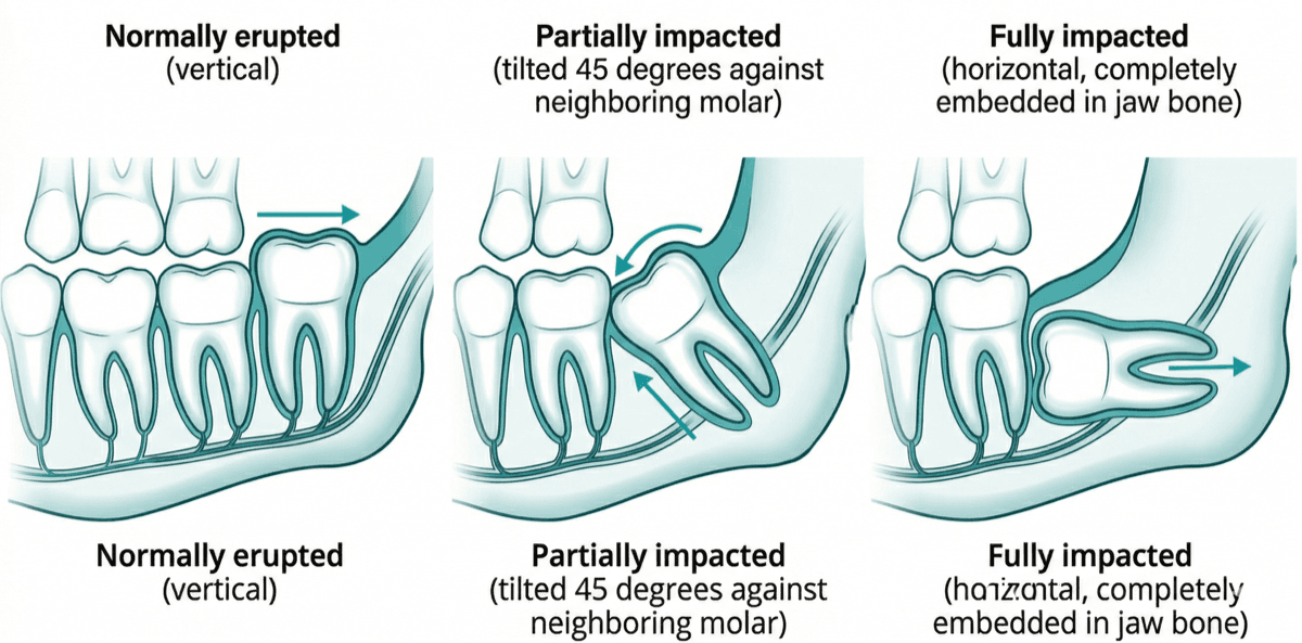 사랑니 매복 유형 다이어그램