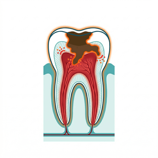 치수(신경) 충치 치아 단면 다이어그램