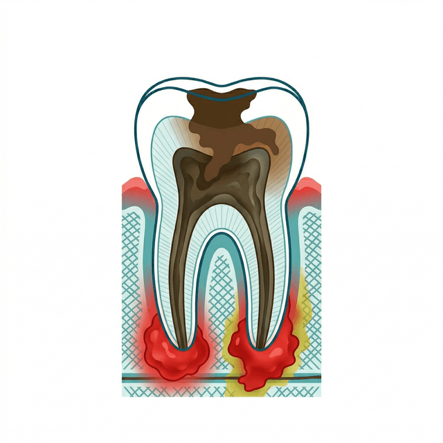 치근(뿌리) 감염 치아 단면 다이어그램