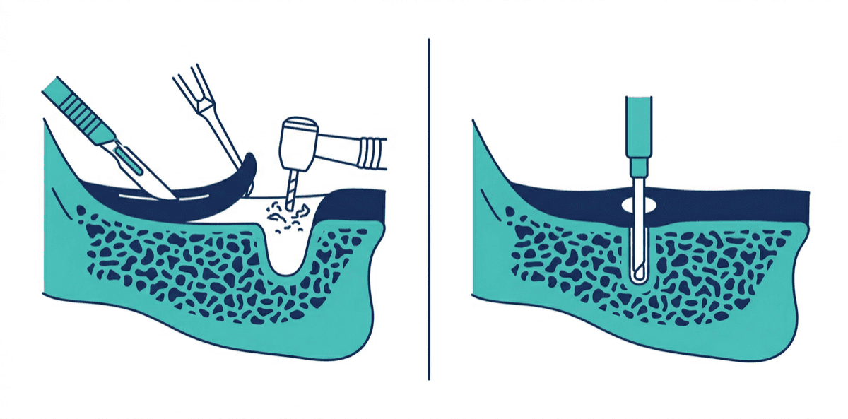 무절개 임플란트 비교 다이어그램