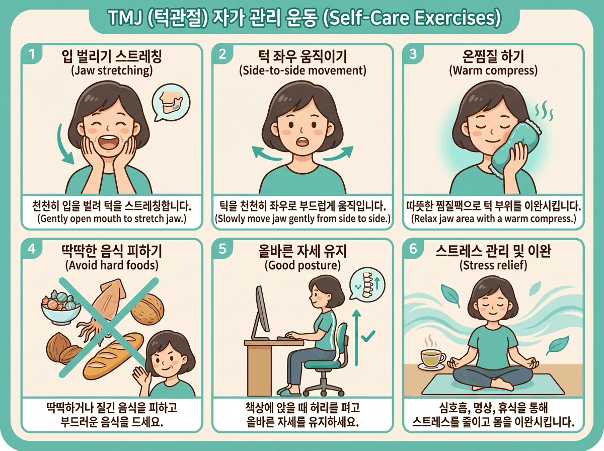 턱관절 자가 관리 운동 6가지
